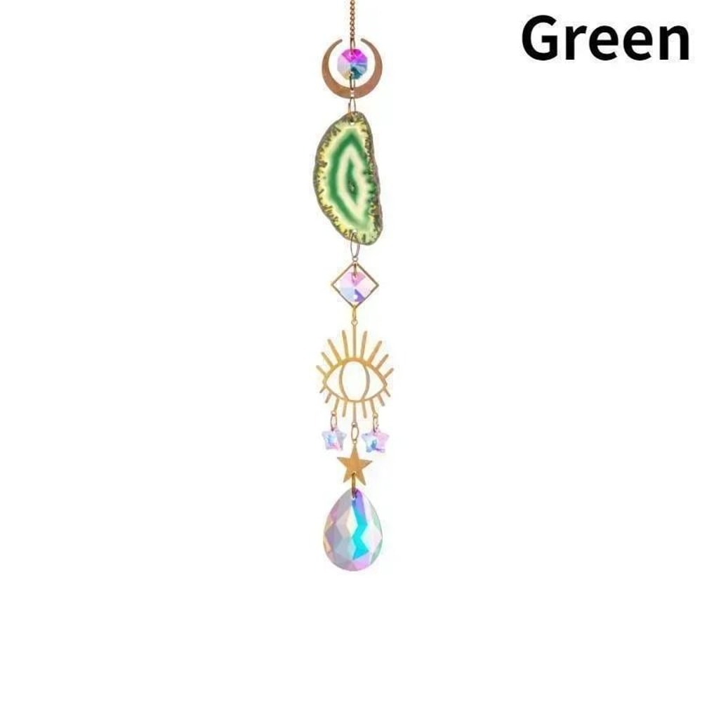 Crystal Sun And Moon Suncatcher 42cm Rainbow Prism Hanging Ornament Celestial Window Decor For Ga 9