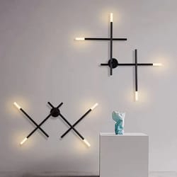 nordic line art wall lamp | modern minimalist cross sconce | creative led background light for bedside & living room