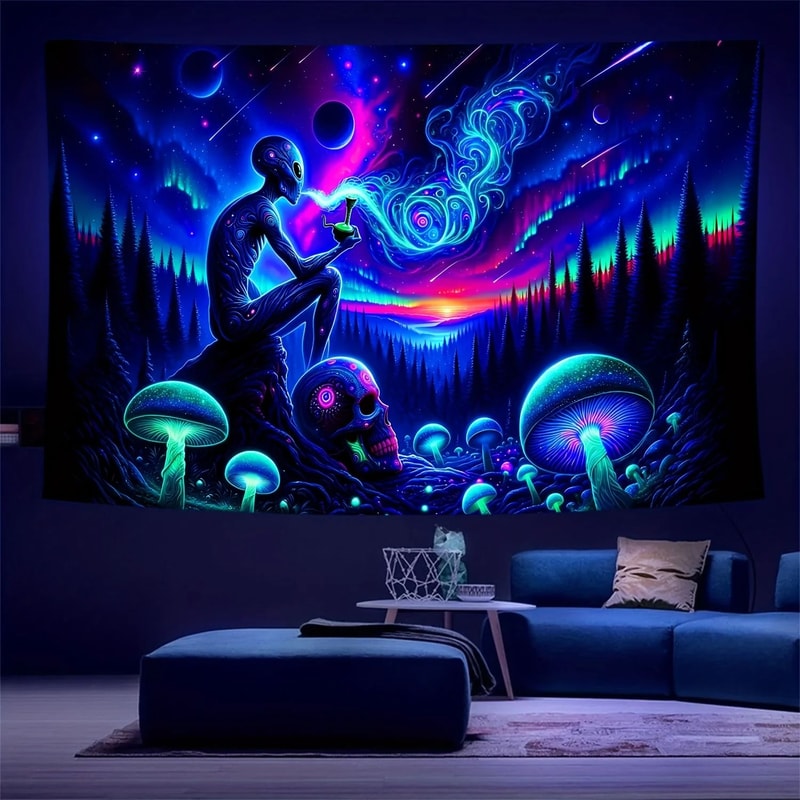 VIKAMA Aurora Borealis Alien Forest Tapestry Starry Sky Art Wall Hanging Bohemian Style Room Acce 2