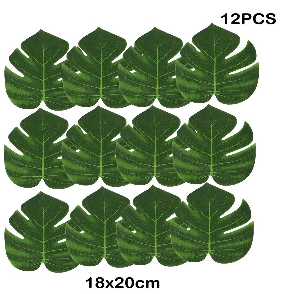 Artificial Tropical Palm Leaves Jungle Safari Theme Party Decor Hawaiian Luau Foliage For Birthda 9