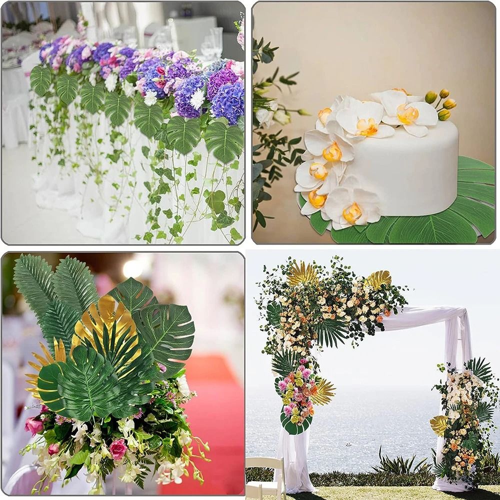 Artificial Tropical Palm Leaves Jungle Safari Theme Party Decor Hawaiian Luau Foliage For Birthda 3