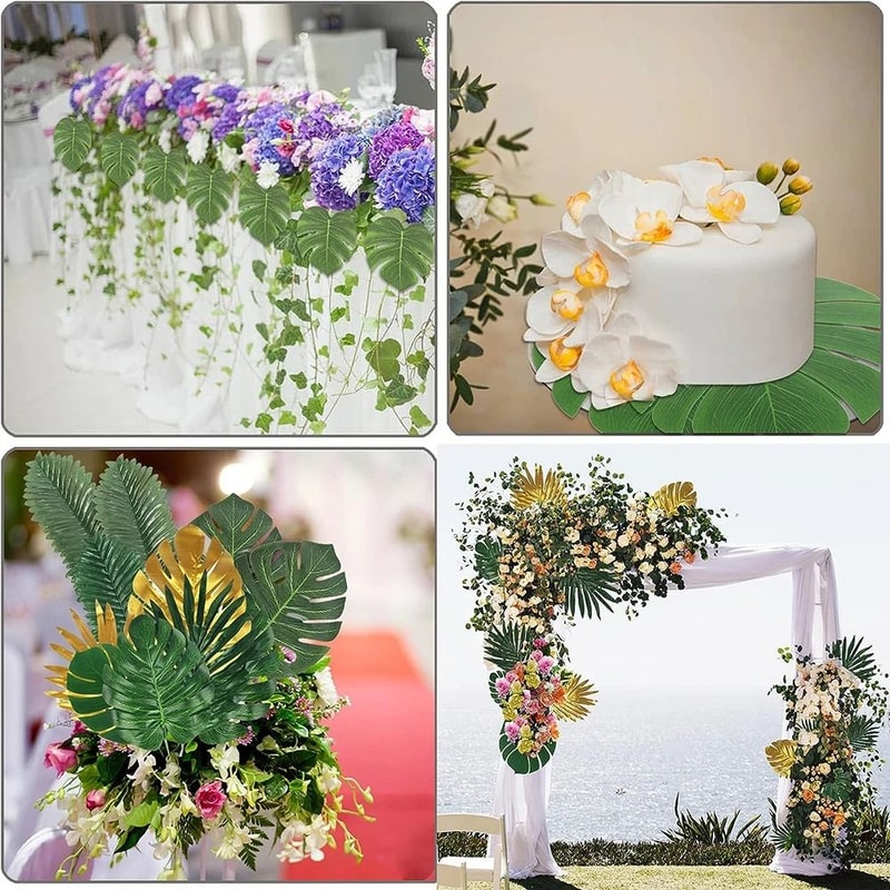 Artificial Tropical Palm Leaves Jungle Safari Theme Party Decor Hawaiian Luau Foliage For Birthda 3