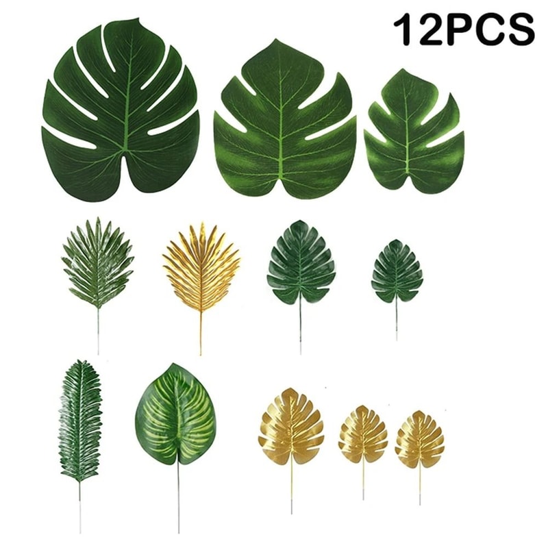 Artificial Tropical Palm Leaves Jungle Safari Theme Party Decor Hawaiian Luau Foliage For Birthda 7