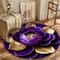 Purple Gold Peony Round Rug Washable Large Floral Mat Luxury Floor Decor For Living Room Bedroom 6
