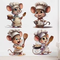 cute chef mouse wall sticker | creative cartoon corner decal | self-adhesive staircase & room decor