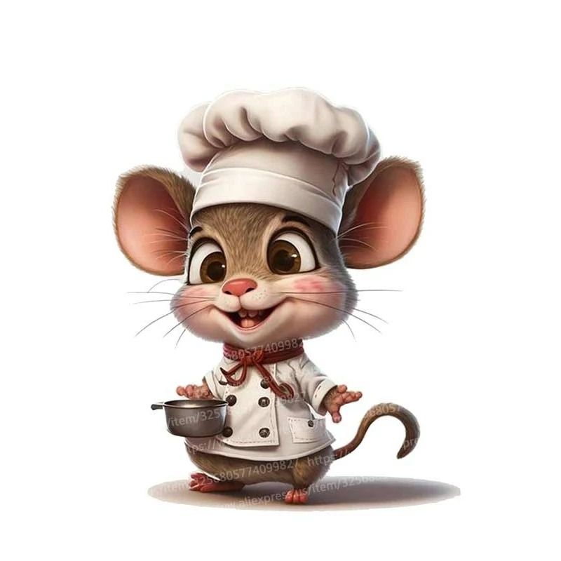 Cute Chef Mouse Wall Sticker Creative Cartoon Corner Decal SelfAdhesive Staircase Room Decor 9