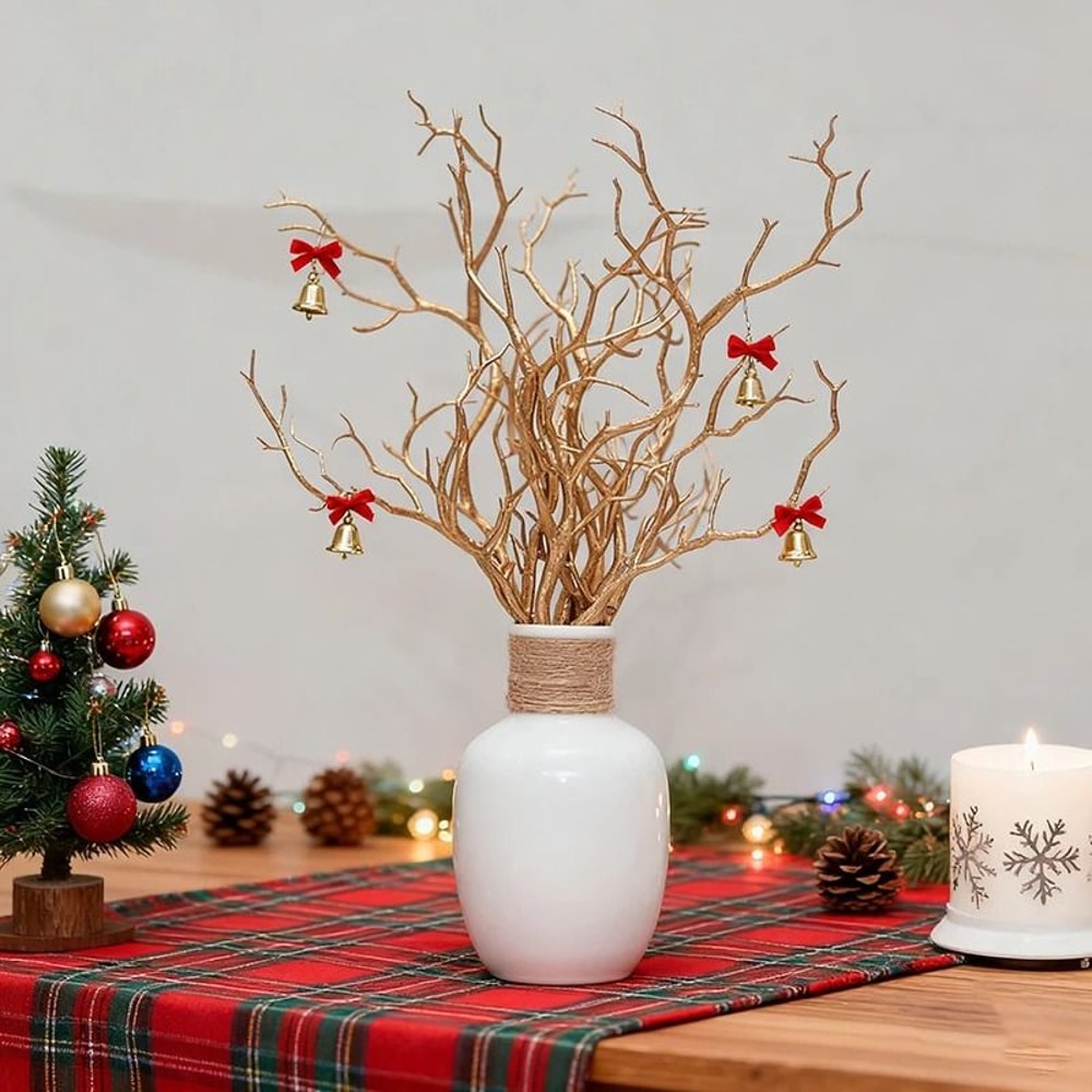 35cm Golden Christmas Antler Branches Artificial Twigs For DIY Headbands Halloween Xmas Home Dec 2