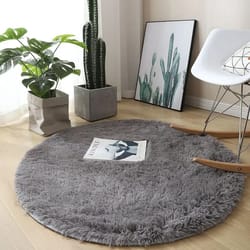 ultra-soft plush round rug | fluffy shaggy living room carpet | non-slip faux fur mat for bedroom & nursery