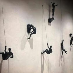 modern climbing man wall sculpture | athlete resin statue | creative hand-finished wall art for living room
