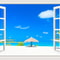 3D Blue Beach Window View Wall Sticker Tropical Sea Landscape Decal SelfAdhesive Nature Wallpaper 14