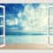 3D Blue Beach Window View Wall Sticker Tropical Sea Landscape Decal SelfAdhesive Nature Wallpaper 6