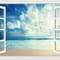 3D Blue Beach Window View Wall Sticker Tropical Sea Landscape Decal SelfAdhesive Nature Wallpaper 6