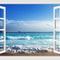 3D Blue Beach Window View Wall Sticker Tropical Sea Landscape Decal SelfAdhesive Nature Wallpaper 7