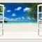 3D Blue Beach Window View Wall Sticker Tropical Sea Landscape Decal SelfAdhesive Nature Wallpaper 16
