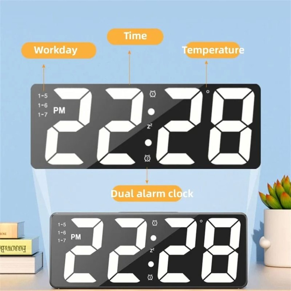 LED Digital Alarm Clock With Temperature Modern RGB Desktop Clock For Bedroom Adjustable Brightne 5