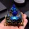 Elegant Lapis Lazuli Crystal Pyramid Blue Geometric Orgone Decor Golden Black Base Healing Stone 11