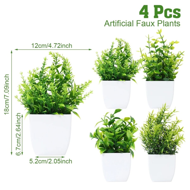 Mini Artificial Potted Bonsai Tree Simulation Green Grass Plant Modern Home Office Desk Ornament 12