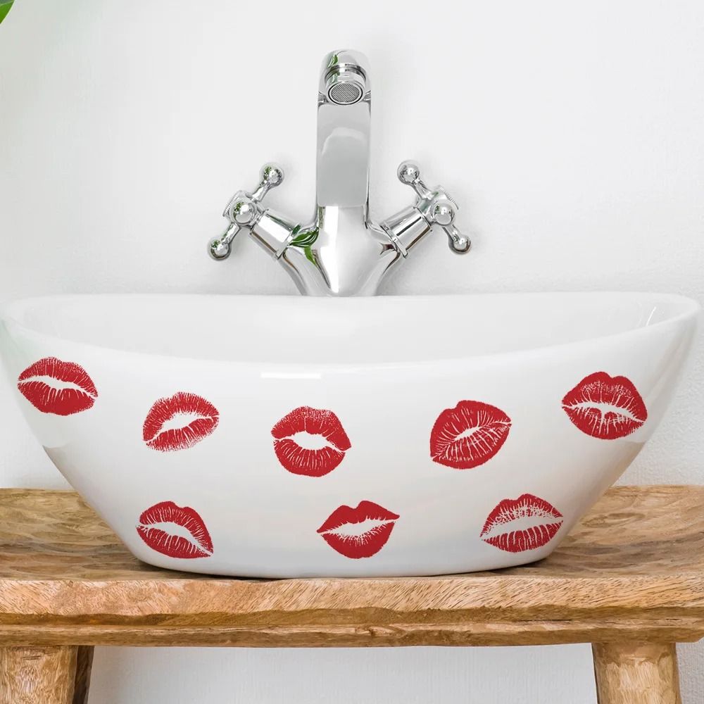 Bold Red Lip Print Wall Decals Fashion Bedroom Bathroom Mural SelfAdhesive Aesthetic Home Beauti 2