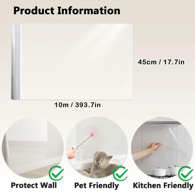 Transparent Wall Protective Film Electrostatic AntiOil Kitchen Guard Invisible Waterproof Surface 8