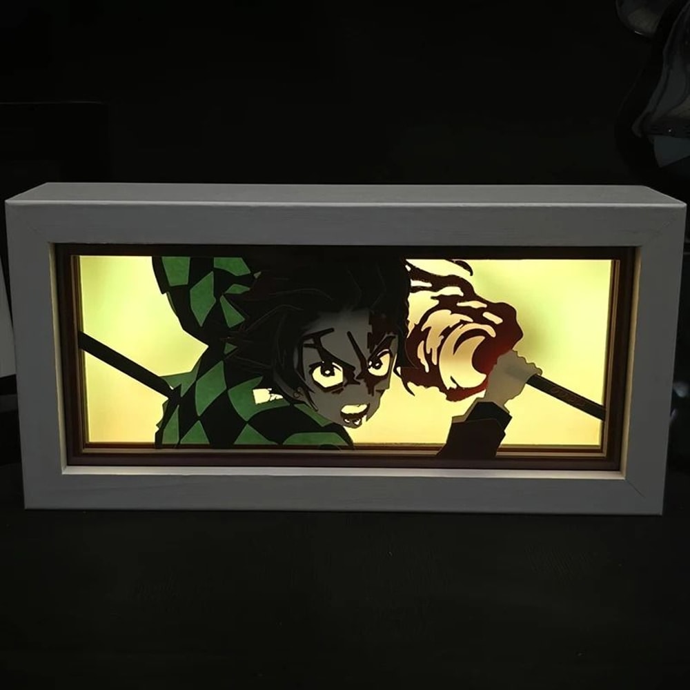 Demon Slayer 3D Anime Light Box Kamado Tanjirou LED Papercut Night Light Colorful Desktop Shadow 16