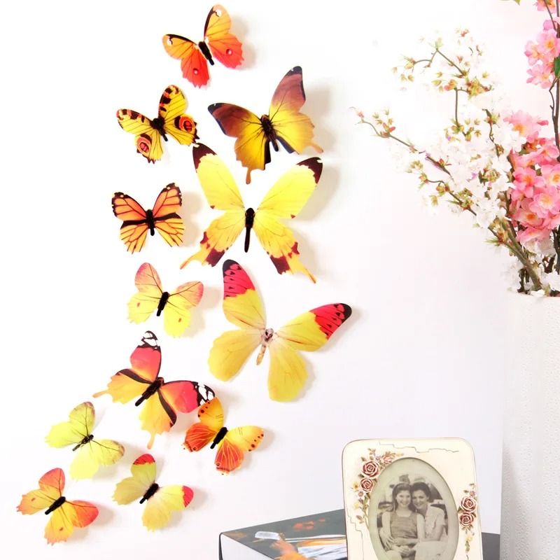 12Pcs 3D Butterfly Wall Decals Realistic PVC SelfAdhesive Mural Modern Living Room Home Decoratio 11