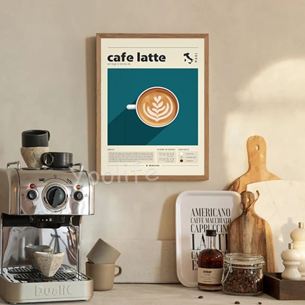 Modern Coffee Culture Art Print Espresso Latte Canvas Painting Minimalist Cafe Shop Kitchen Wal 4
