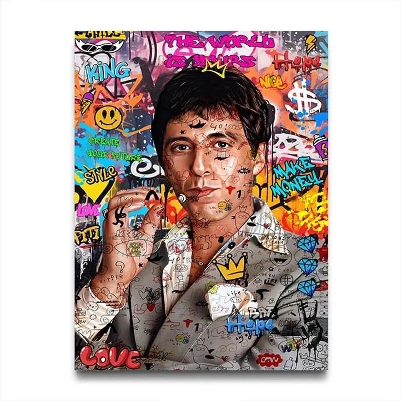 80s Gangster Graffiti Wall Art Urban Crime Drama Pop Canvas Retro Bold Street Style Unframed Home 6