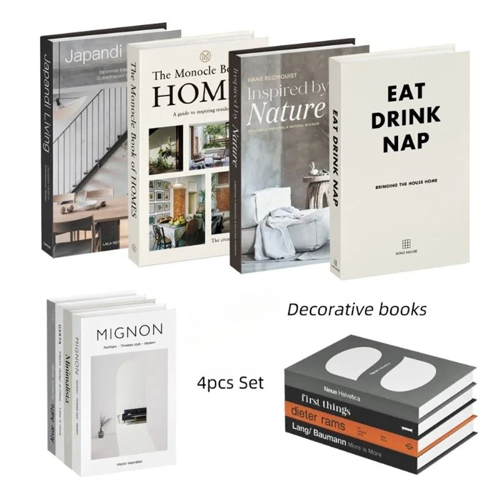 Nordic Designer Faux Book Set 4Pcs Aesthetic Coffee Table Decorative Books Minimalist Bookshelf D 0