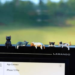 miniature 3d cat monitor figurine | zen animal desk ornament | modern computer monitor & shelf decorative statue