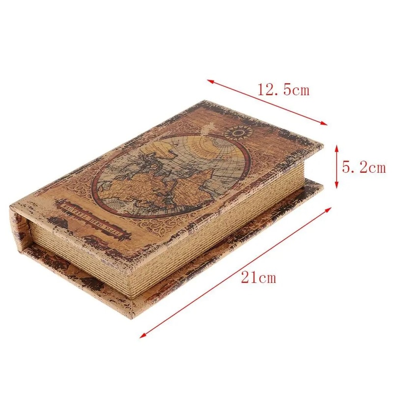 Vintage World Map Hidden Storage Book Simulation Jewelry Key Case Antique Aesthetic Secret Compa 5