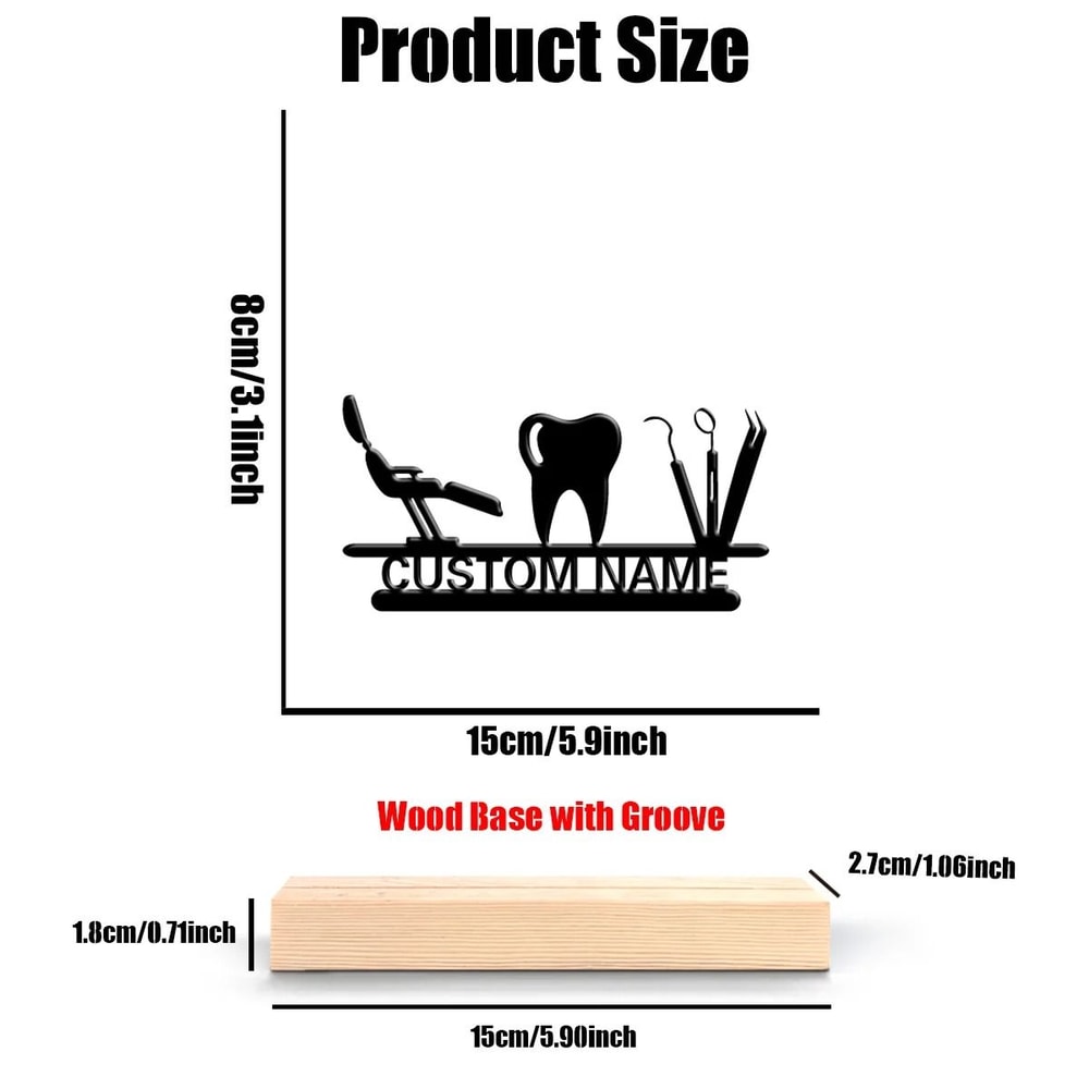 Personalized Dentistry Metal Art Sculpture Custom Name Dentist Desk Sign Professional Clinic Deco 2