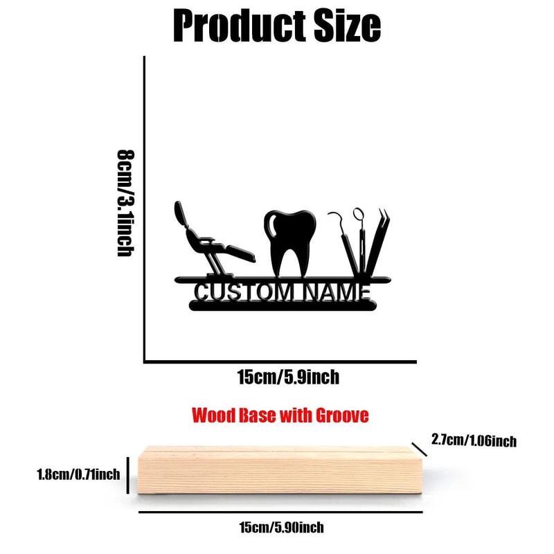 Personalized Dentistry Metal Art Sculpture Custom Name Dentist Desk Sign Professional Clinic Deco 2