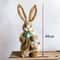 46cm HandWoven Straw Bunny Sculpture Rustic Easter Rabbit Ornament Artisan Holiday Statuette For 0