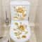 Golden Floral Toilet Decal Set 2Piece Waterproof Bathroom Decor Elegant SelfAdhesive Sanctuary Ar 3
