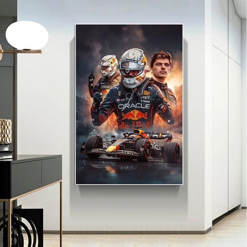 Formula Grand Prix Champion Verstappen Poster Graffiti Canvas Portrait Red Team Racer Wall Art Fo 1