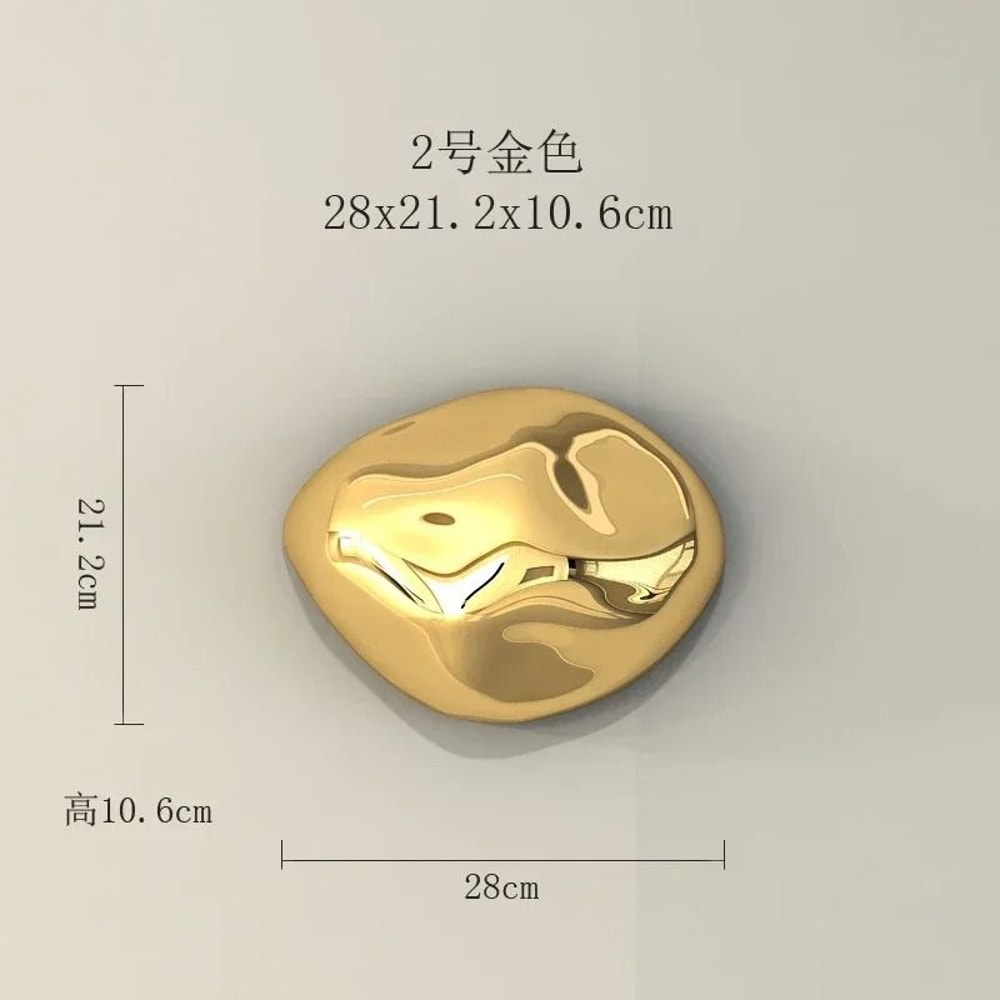 Modern Abstract Stone Wall Sculpture Electroplated 3D Rock Pendants Creative Background Art For L 16