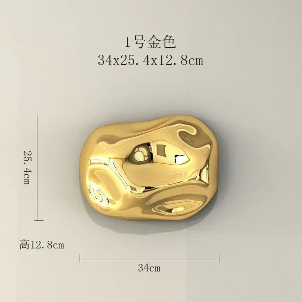 Modern Abstract Stone Wall Sculpture Electroplated 3D Rock Pendants Creative Background Art For L 17