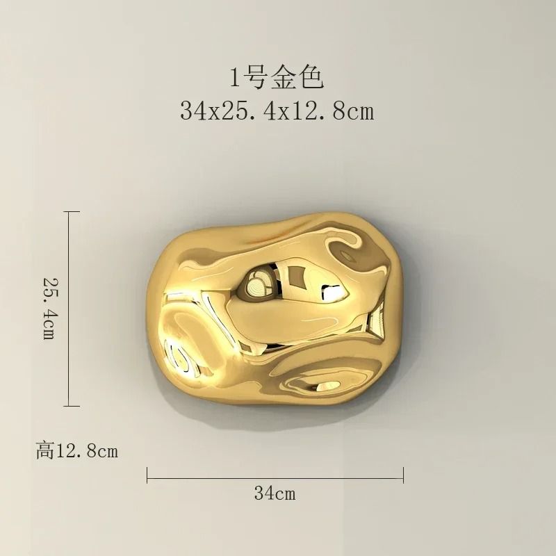 Modern Abstract Stone Wall Sculpture Electroplated 3D Rock Pendants Creative Background Art For L 17