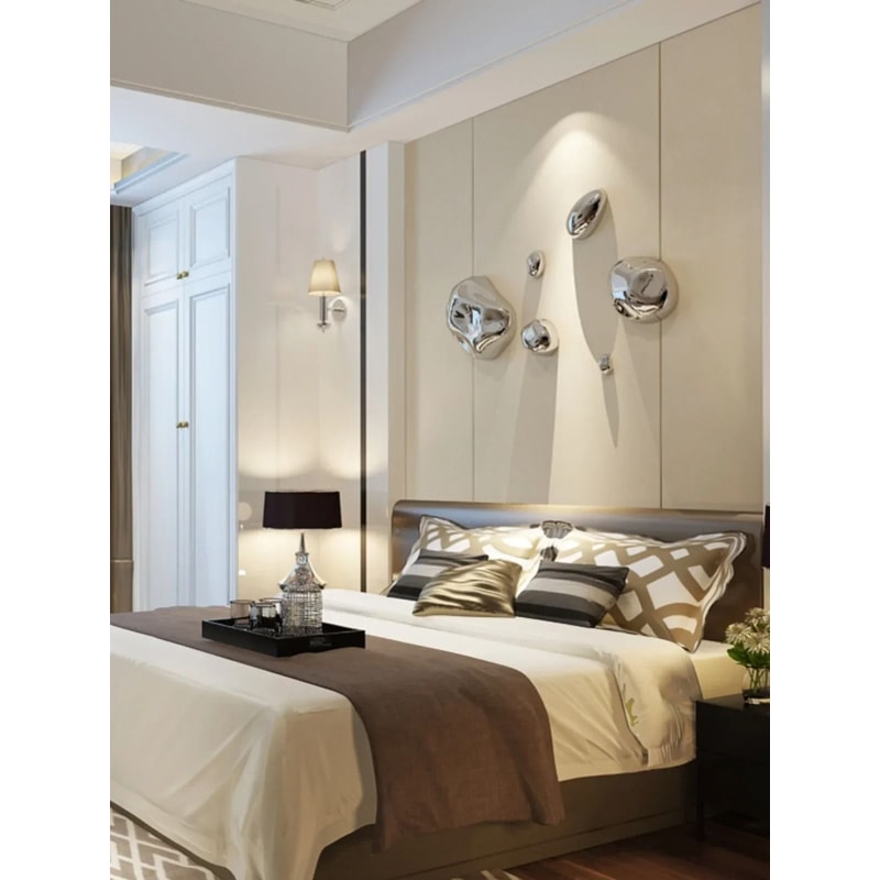 Modern Abstract Stone Wall Sculpture Electroplated 3D Rock Pendants Creative Background Art For L 3