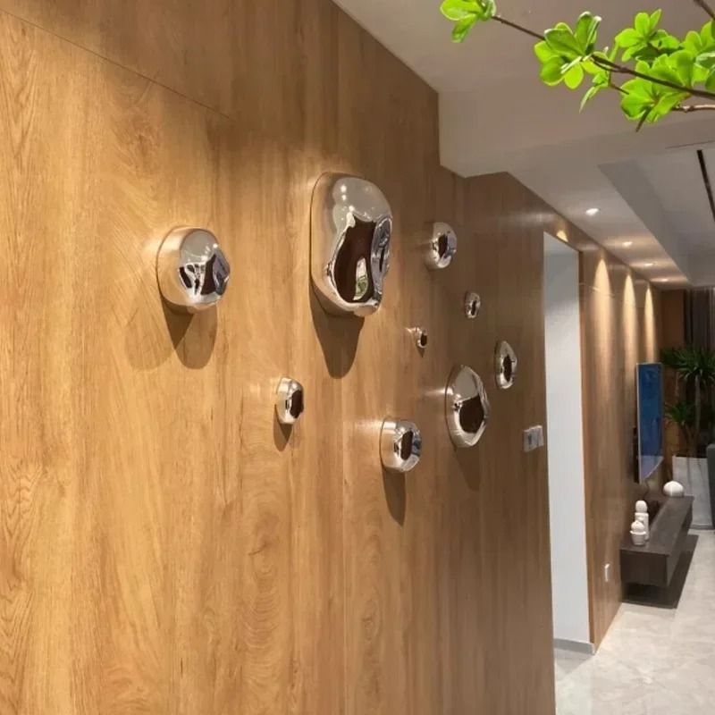 Modern Abstract Stone Wall Sculpture Electroplated 3D Rock Pendants Creative Background Art For L 4