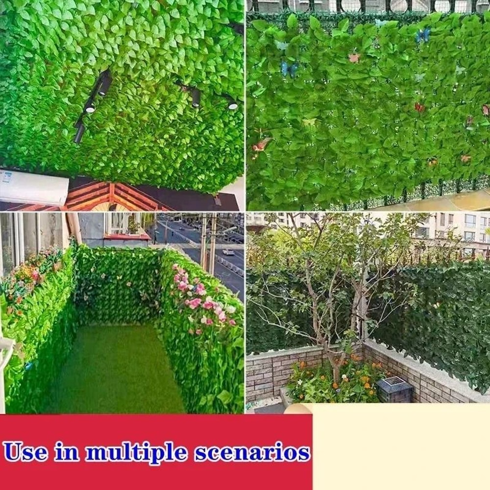 Artificial Ivy Privacy Screen Expandable Faux Green Leaf Hedge UVResistant Outdoor Garden Balcon 2