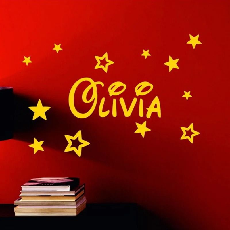 Custom Childrens Name Stars Decal Personalized Nursery Wall Art Bespoke Kids Room Vinyl Decor 2