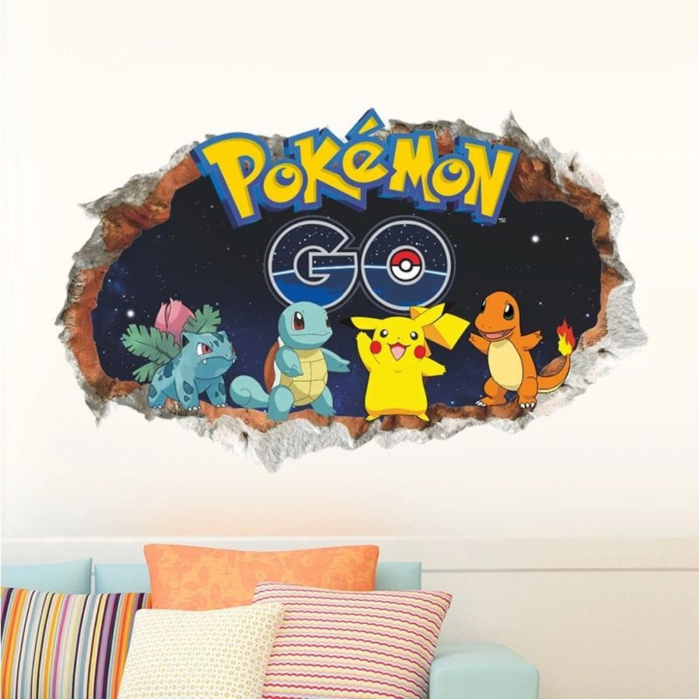 Cartoon Pikachu Wall Decal Pokemon Nursery Art Sticker Cute Character Door Decor For Kids Playro 1