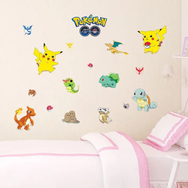 Cartoon Pikachu Wall Decal Pokemon Nursery Art Sticker Cute Character Door Decor For Kids Playro 7