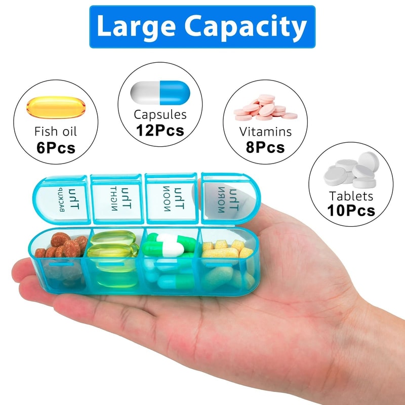 Premium Portable Travel Pill Organizer Weekly Monthly Medication Case FoodGrade PP Wellness Mana 2