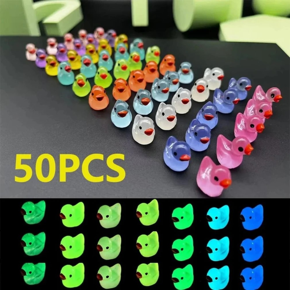 Glowing Miniature Resin Ducks 50pc Luminous Fairy Garden Charms 2025 Edition Micro Landscape Deco 0