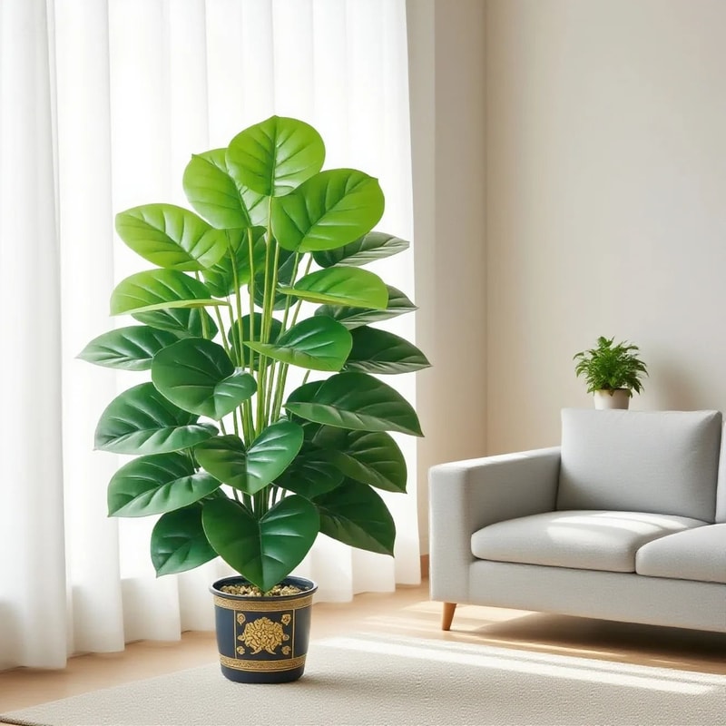 Large Artificial Pothos Plant 39in Tall Faux Greenery 24Leaf Professional Indoor Outdoor Office 3