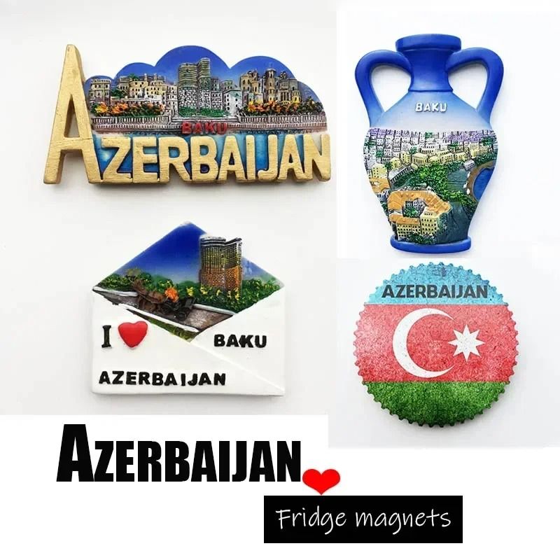 Azerbaijan Baku 3D Resin Fridge Magnet Iconic Tourist Souvenir HandPainted Architectural Collecti 0
