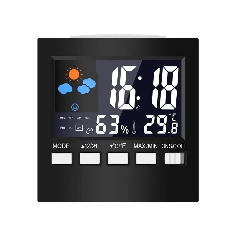 Digital Weather Forecast Station LCD Indoor Temperature Humidity Monitor Voice Control Executive 6