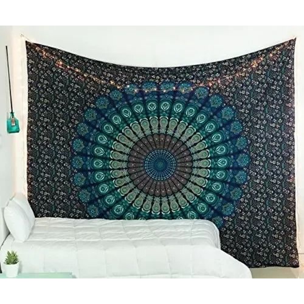 Hippie Mandala Bohemian Tapestry Indian Psychedelic Wall Mural Aesthetic Vintage Bedding Meditat 11